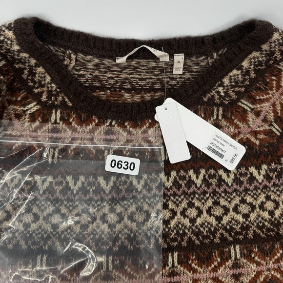 Soft Surroundings Sweater Womens XL Brown Fair Isle Alpaca Blend Crewneck Tunic - Picture 15 of 15